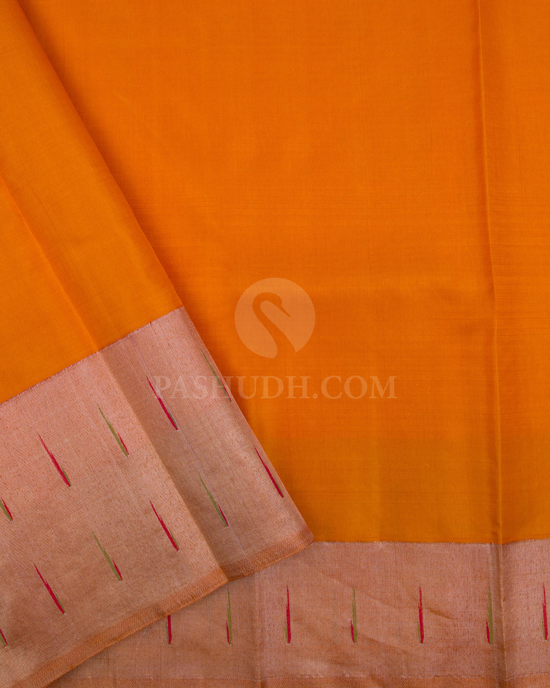 Orange Pure Zari Kanjivaram/Paithani Silk Saree - P133(B) - View 3