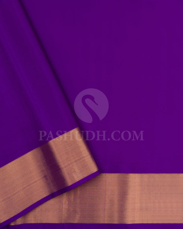 Cream and Violet Soft Silk Saree - AC47