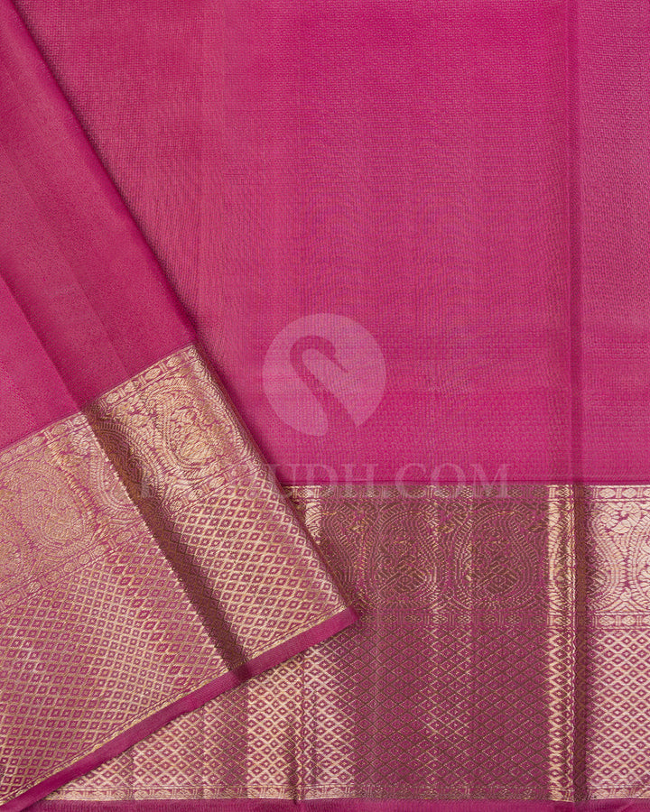 Mango Yellow And Rani Pink Kanjivaram Silk Saree - DT306(A)