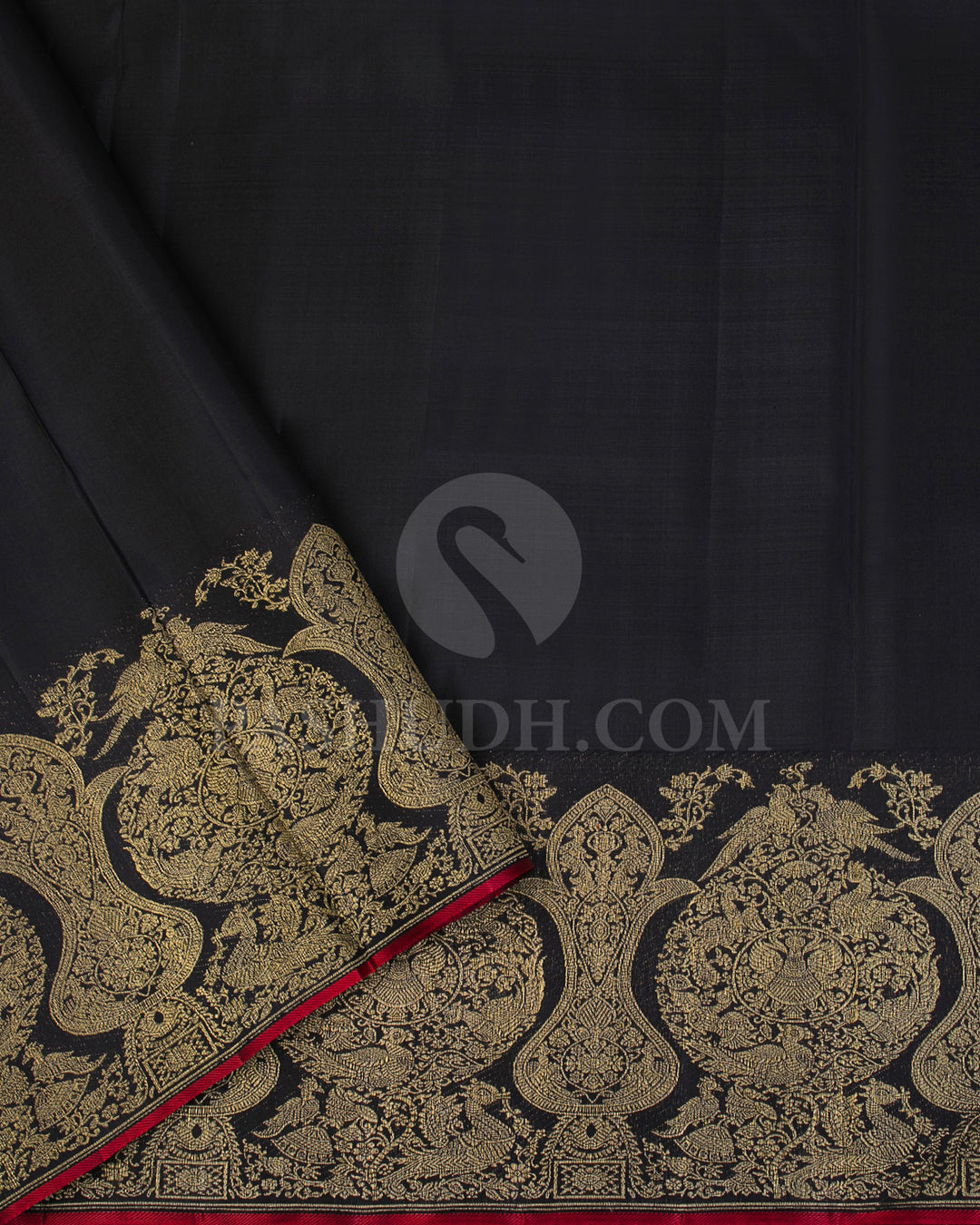 Cream And Black Pure Zari Kanjivaram Silk Saree - P153(A) - View 3