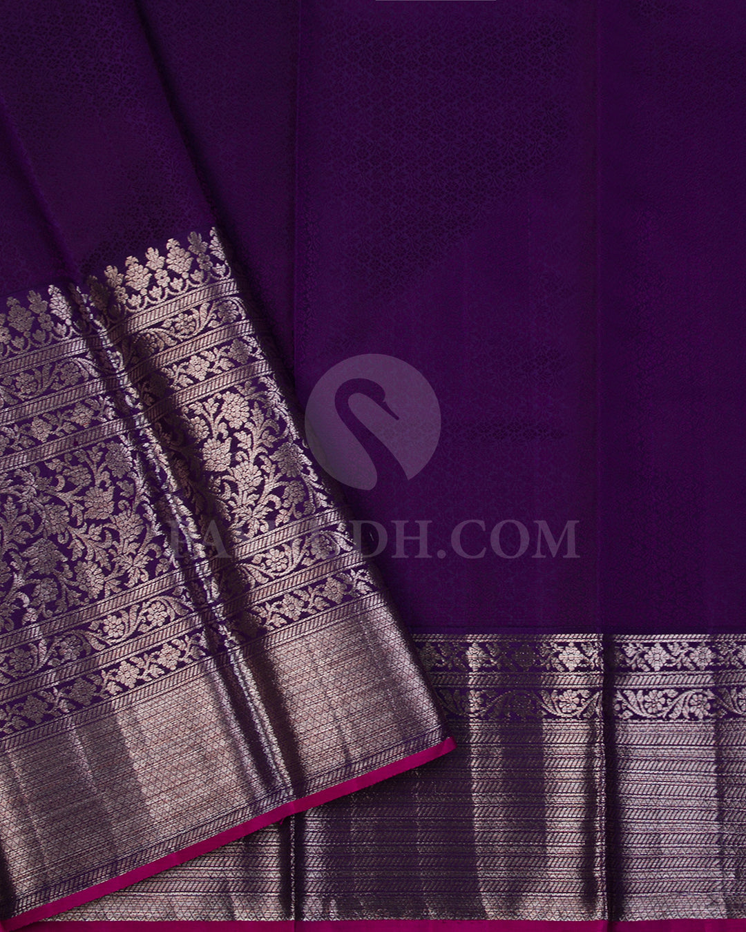 Lilac and Violet Kanjivaram Silk Saree - D498(A) - View 2