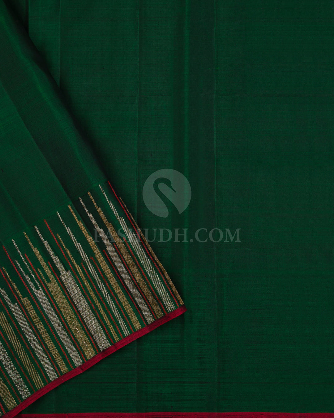 Mehendi Green & Forest Green Kanjivaram Silk Saree - S1033(B) - View 3