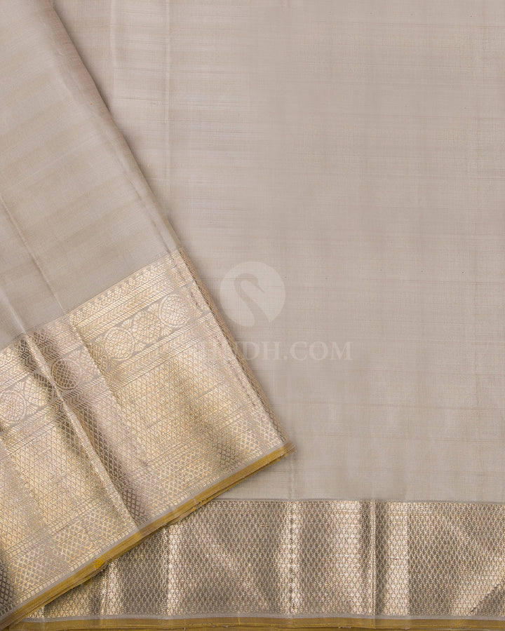 Navy Blue, Mehendi Green & Greige Kanjivaram Silk Saree - S880 - View 4