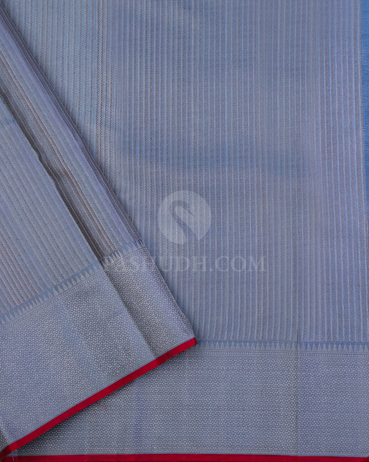 Mauve and Sky Blue Kanjivaram Silk Saree - DT215
