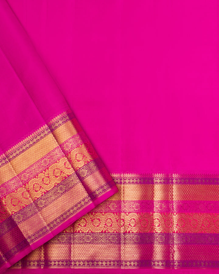 Deep Purple and Punch Pink Pure Zari Kanjivaram Silk Saree - P121