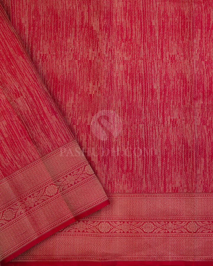 Light Pink and Red Kanjviaram Silk Saree - DT217