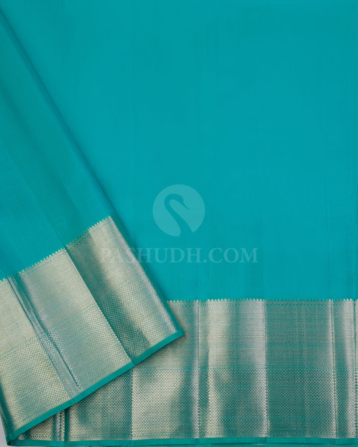 Gold & Turquoise Kanjivaram Silk Saree - S898