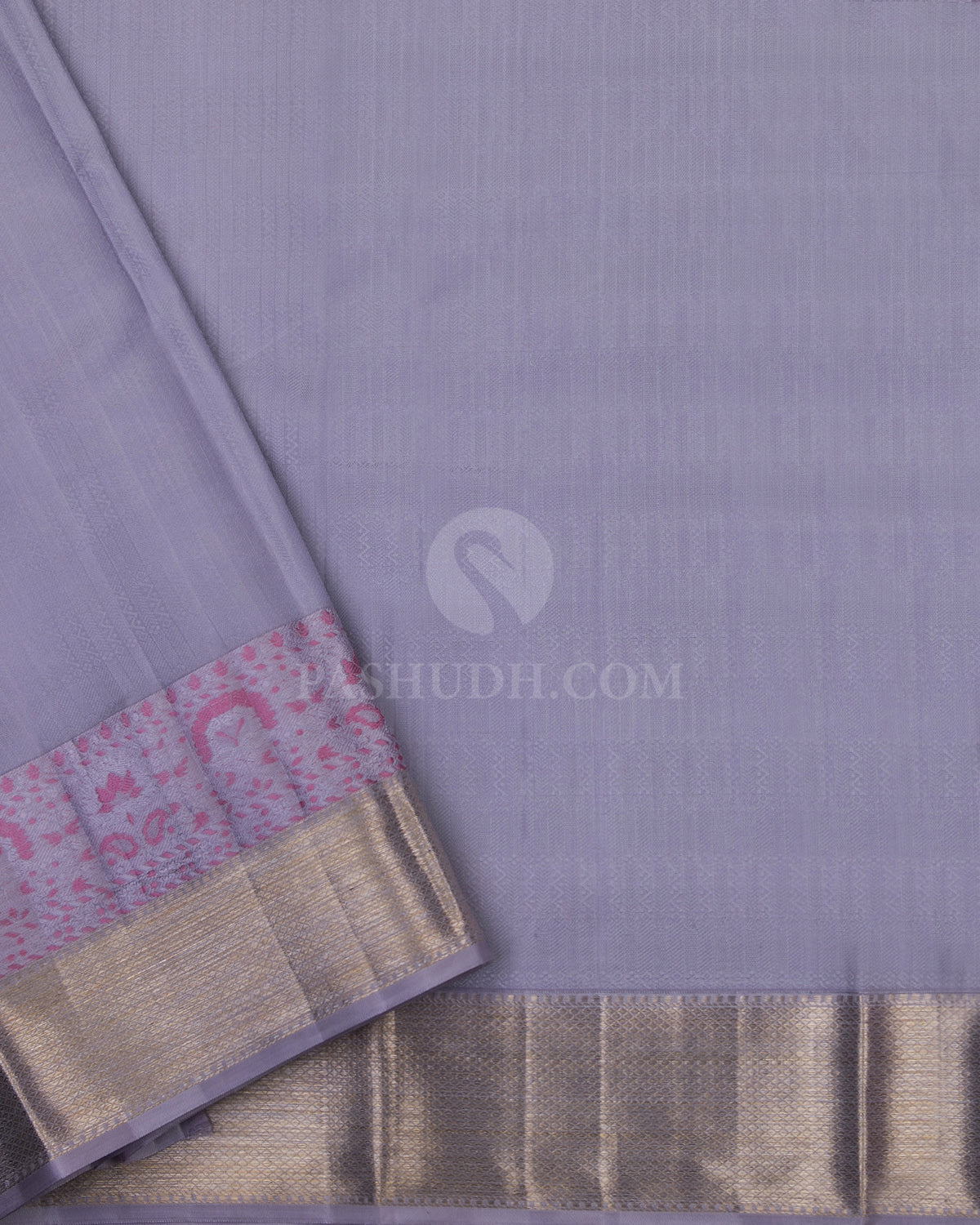 Dark Indigo and Lavender Kanjivaram Silk Saree - DT193 _View 3