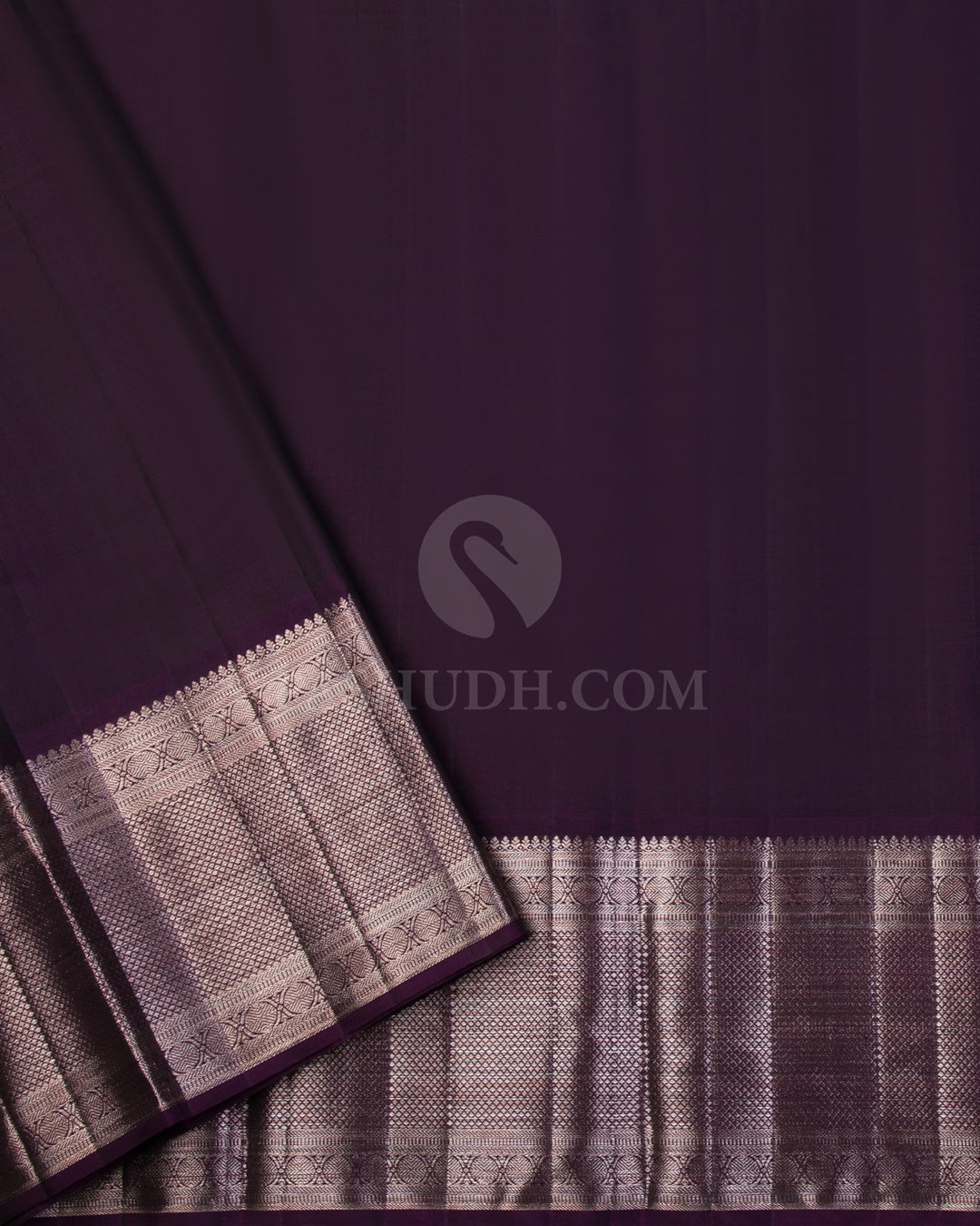 Mint Green & Aubergine Kanjivaram Silk Saree - S1016(A) - View 3
