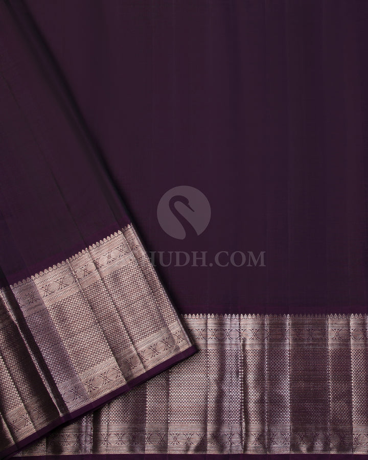 Mint Green & Aubergine Kanjivaram Silk Saree - S1016(A) - View 3