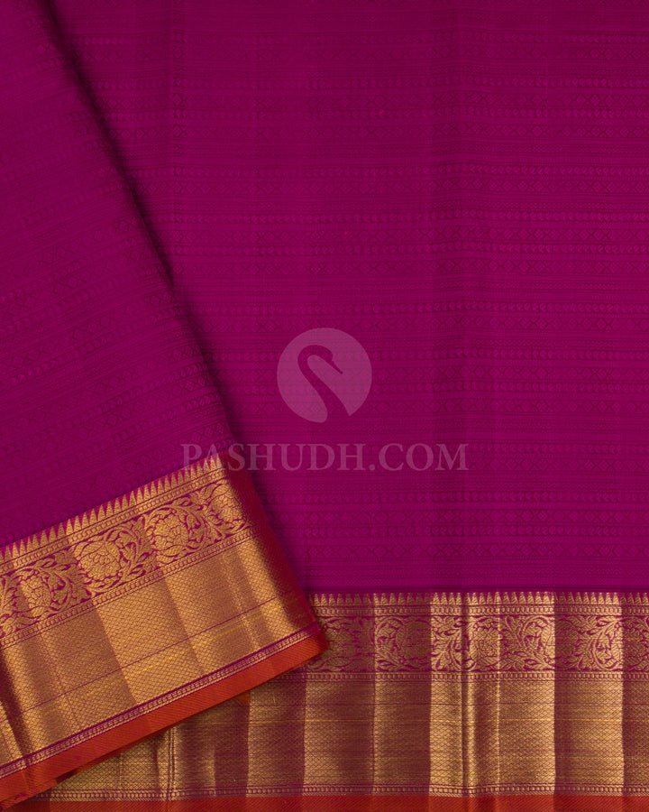 Orange And Magenta Kanjivaram Silk Saree - D541(A) - View 2