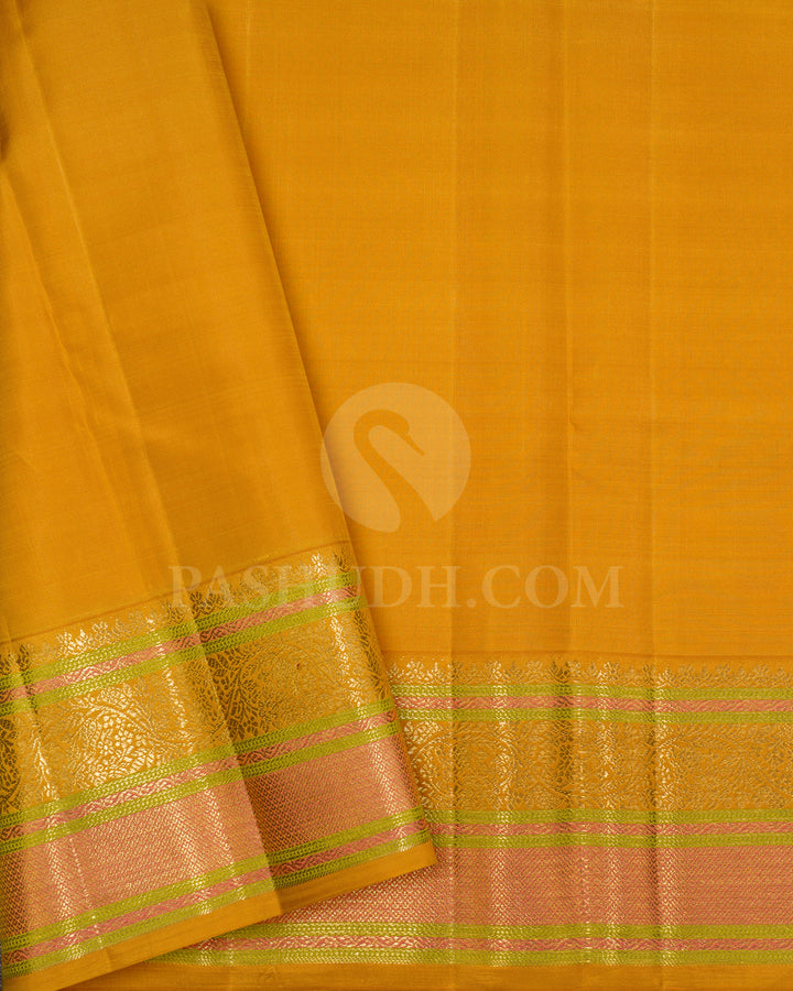 Irish Purple With Mustard Yellow Kanjivaram Silk Saree-S1696(B)