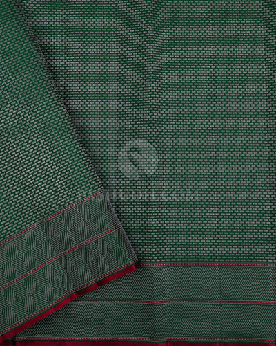 Violet and Forest Green Kanjivaram Silk Saree - DJ275(C) - View 2