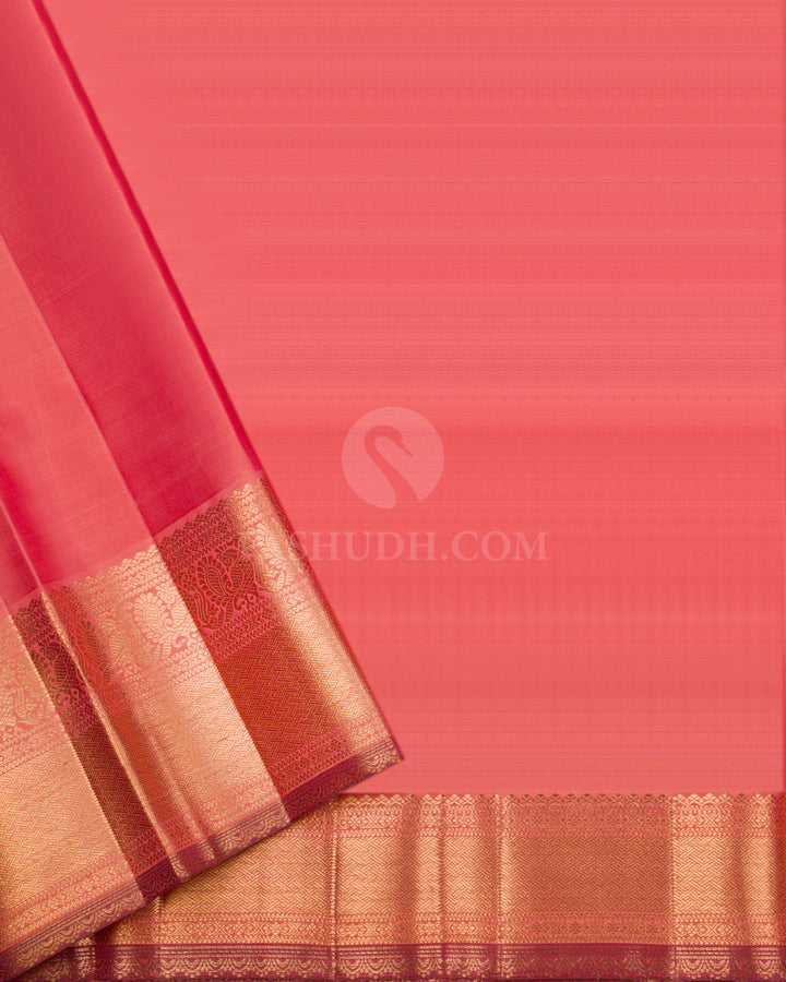 Parrot Green & Rust Orange Kanjivaram Silk Saree - S854 - View 4