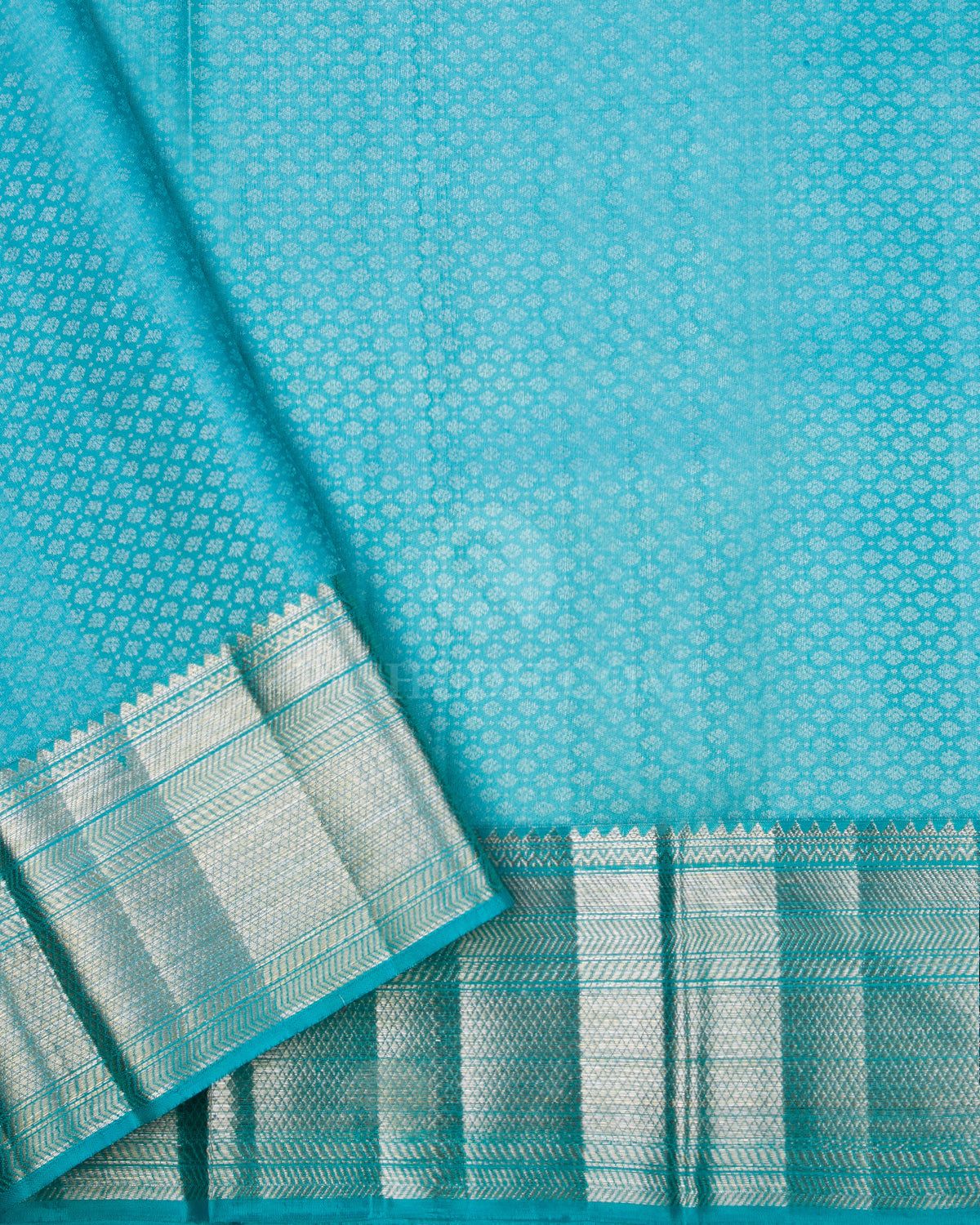 Teal Blue & Turquoise Blue Kanjivaram Silk Saree - D466