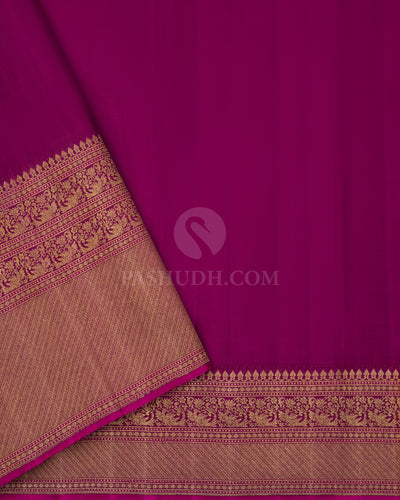 Light Pink & Purple Pure Zari Kanjivaram Silk Saree - P116 -View 4