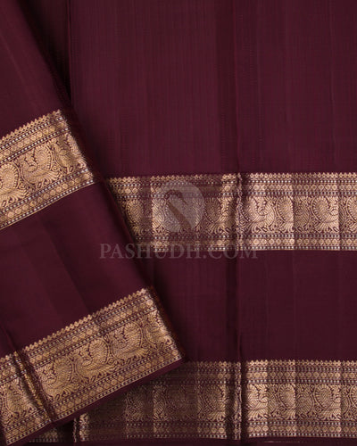 Old Rose & Brown Kanjivaram Silk Saree - D503(D) - View 2