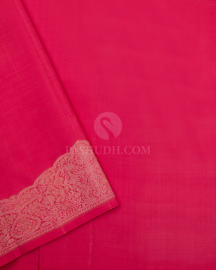 Peach Borderless Kanjivaram Silk Saree - S741 - View 4