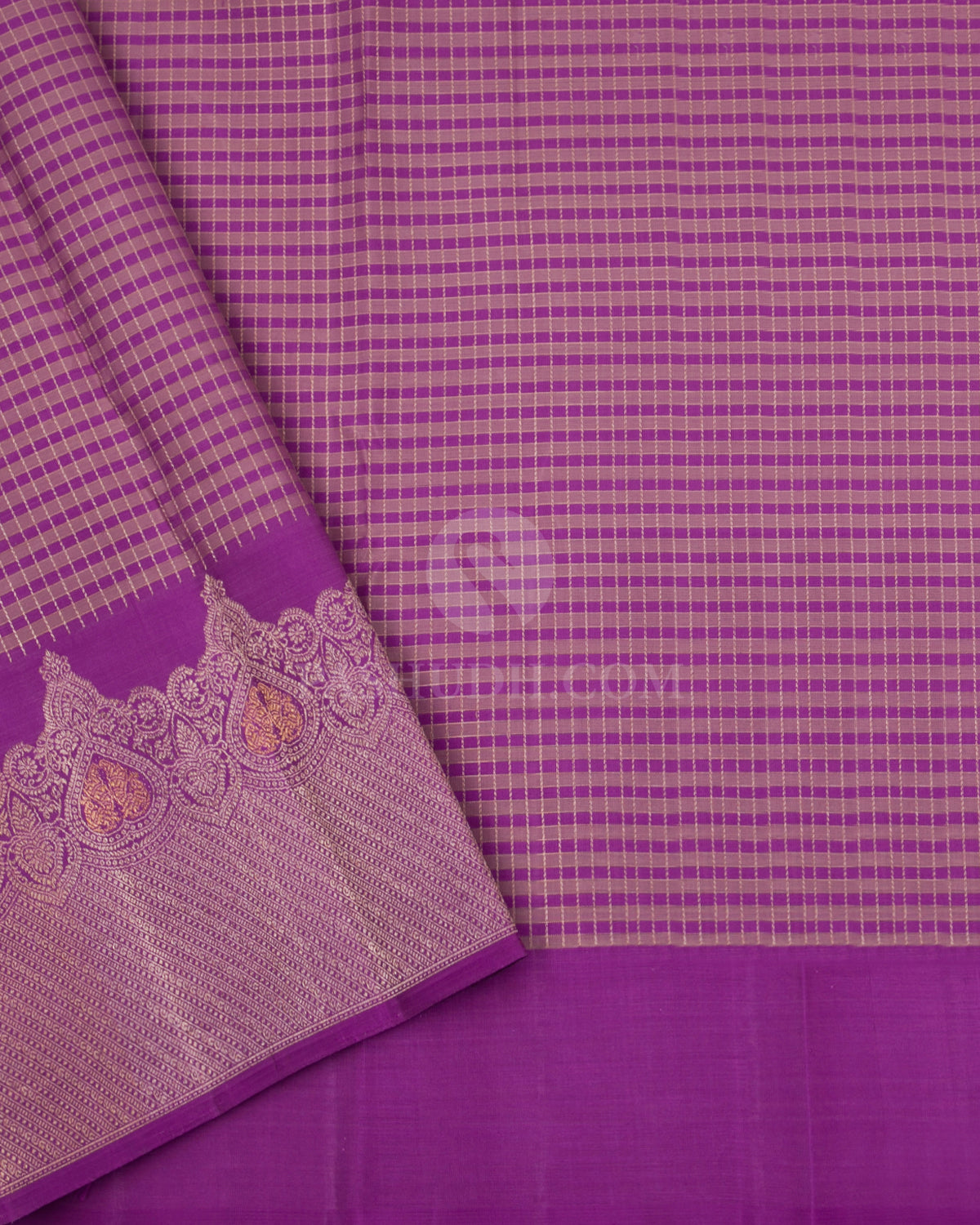 Lavender Pure Zari Kanjivaram Silk Saree - S814 - View 4