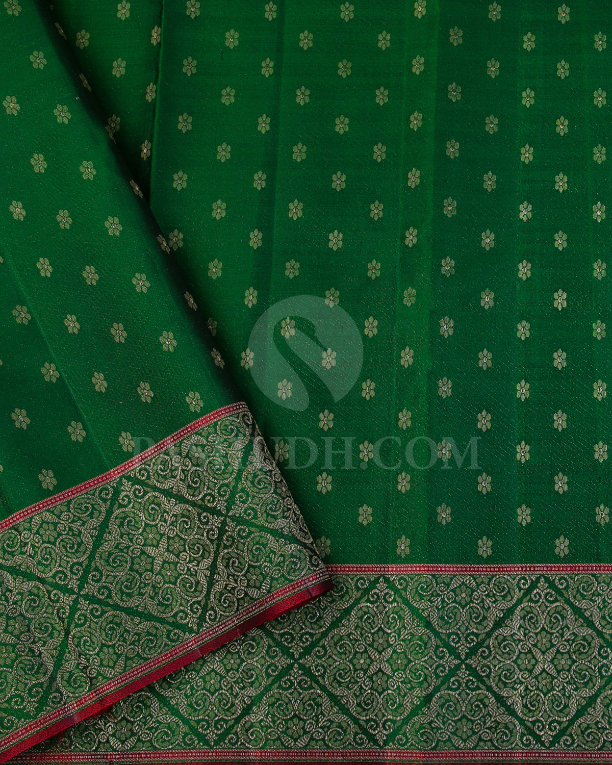 Violet and Forest Green Kanjivaram Silk Saree - DJ319(A) - View 2