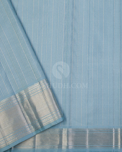 Light Green & Powder Blue Kanjivaram Silk Saree - S1052(A) - View 3