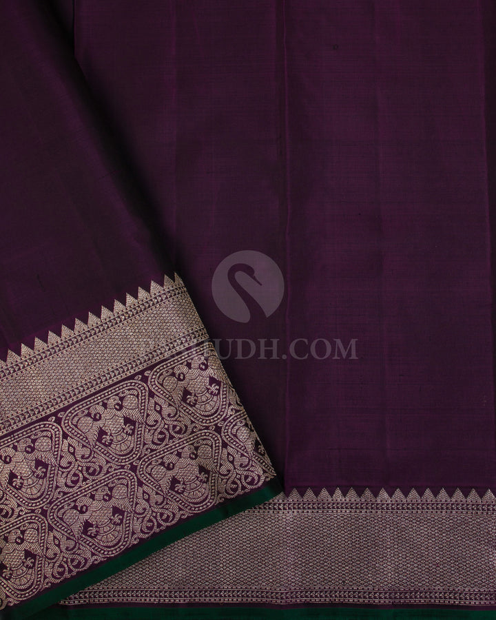 Lilac & Purple Kanjivaram Silk Saree - S1019(B) - View 3