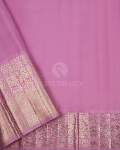 Powder Blue & Baby Pink Kanjivaram Silk Saree - S860 - View 5