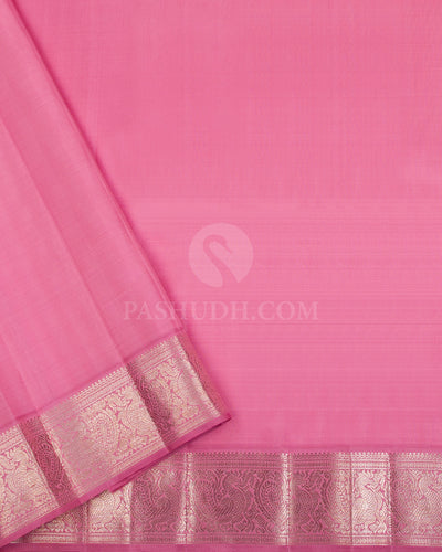 Mild Green And Baby Pink Organza Kanjivaram Silk Saree - S1150(A) - View 3