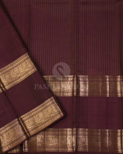 Beige, Red & Brown Kanjivaram Silk Saree - D503(B) - View 2
