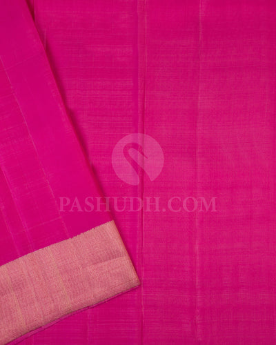 Fuchsia Pink Borderless Kanjivaram Silk Saree with Paithani Border - S1189(A) - View 3