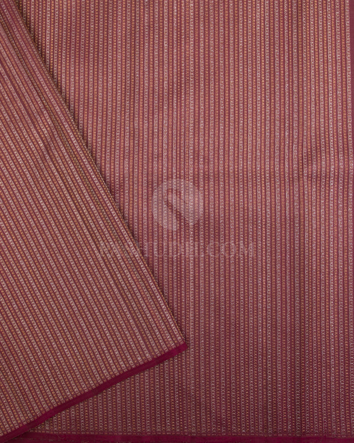 Mild Gold & Pink Organza Kanjivaram Silk Saree - S1081(A) - View 3