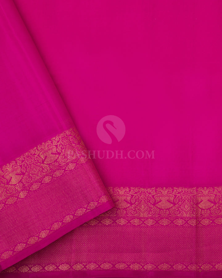 Indigo and Rose Pure Zari Kanjivaram Silk Saree - S732 - View 4
