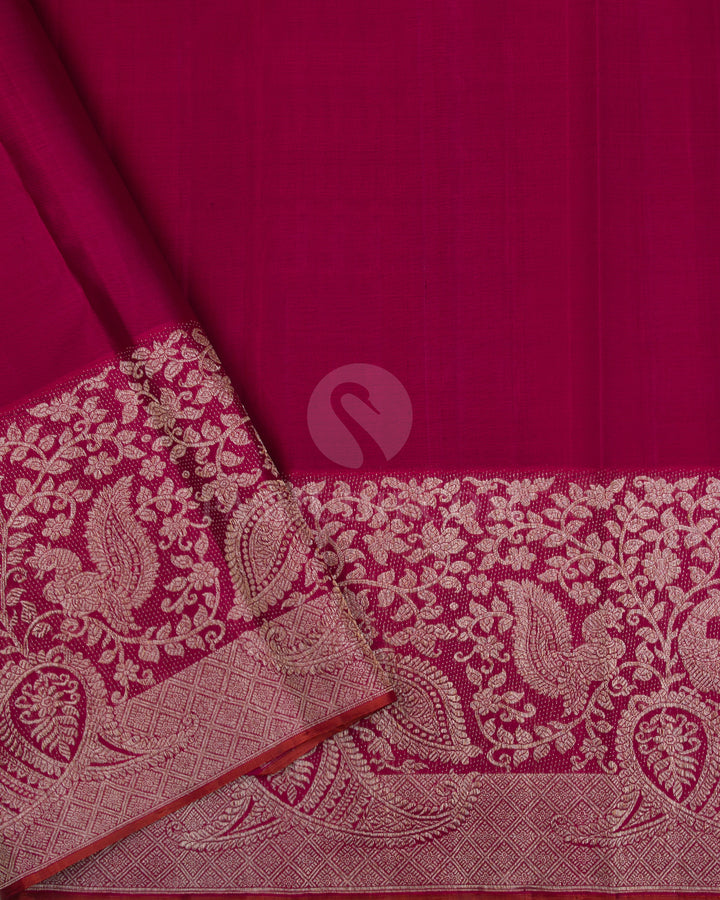 Yellow & Magenta Kanjivaram Silk Saree - S1113(A) - View 3