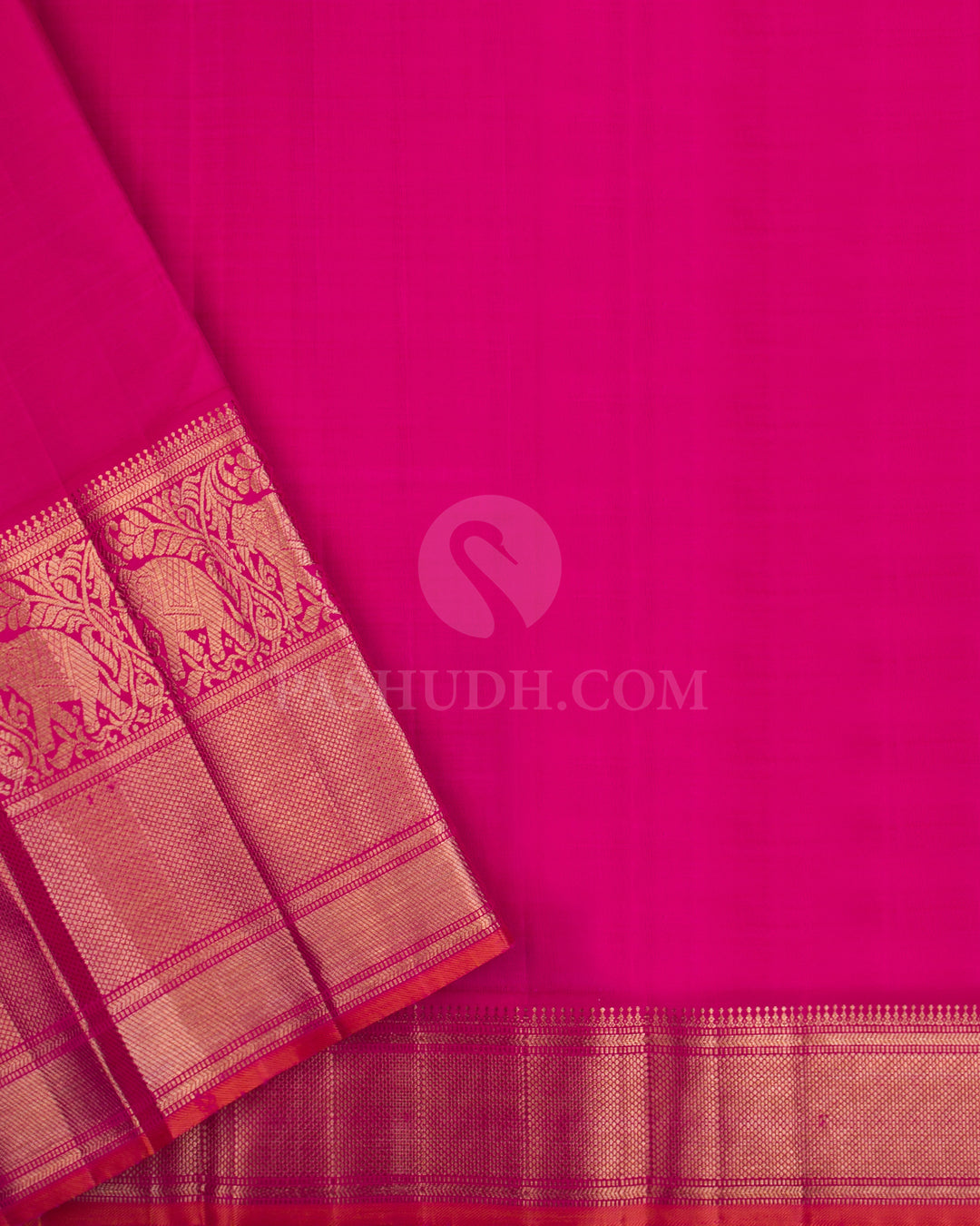Mild Chocolate Brown & Rani Pink Kanjivaram Silk Saree - S1123(A) - View 3
