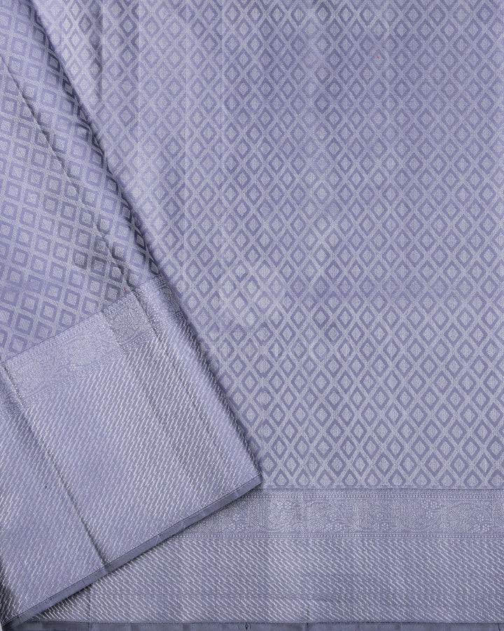 Blue & Grey Kanjivaram Silk Saree - D473 - View 3