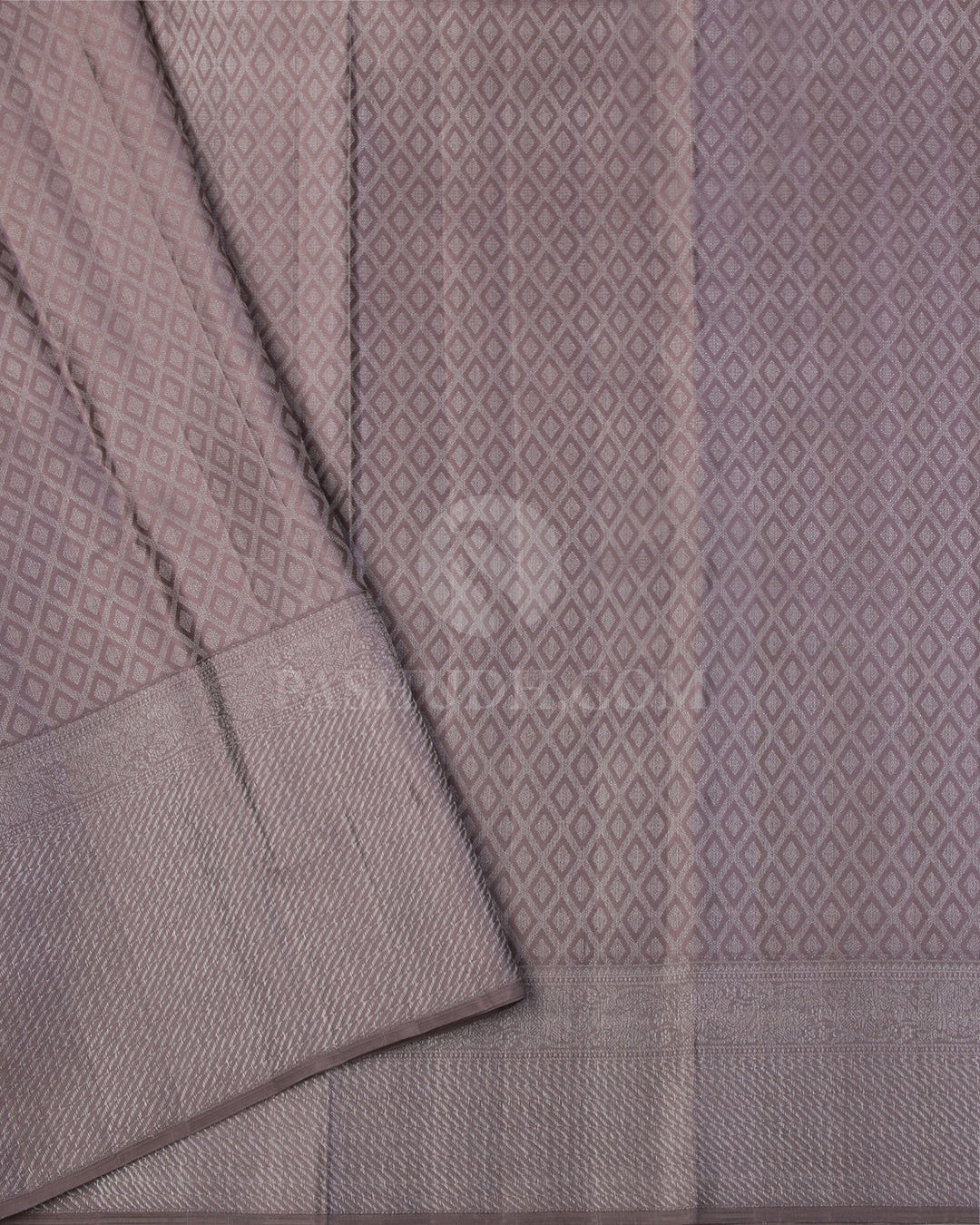 Steel Blue & Greige Kanjivaram Silk Saree - D514(A) - View 2