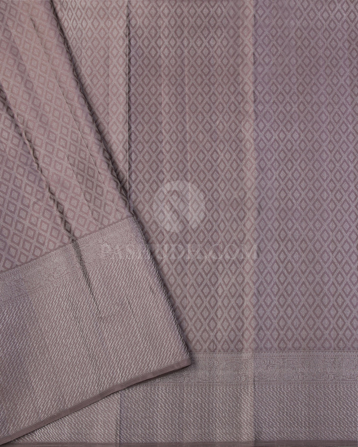 Steel Blue & Greige Kanjivaram Silk Saree - D514(A) - View 2