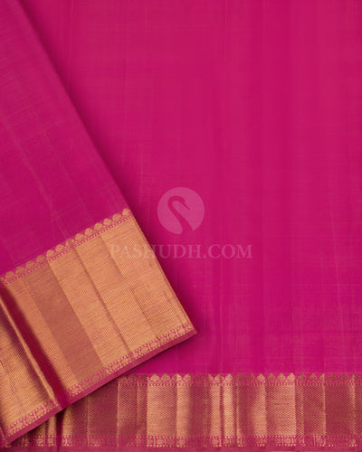Hot Pink Zari Kanjivaram Silk Saree - S822 - View 4