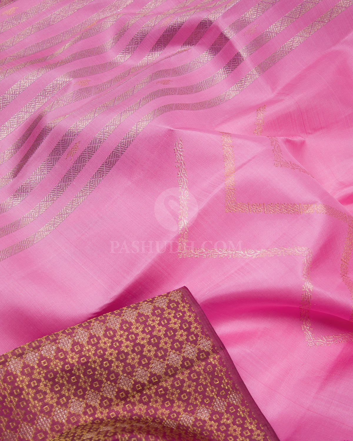 Baby Pink Pure Zari Kanjivaram Silk Saree - S725 -View 1