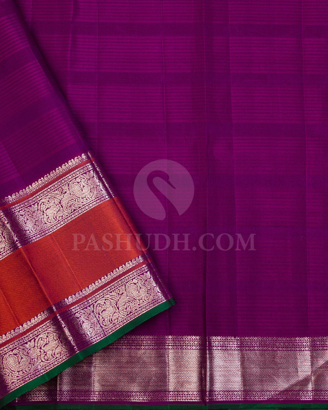 Mauve, Violet and Rust Orange Organza Kanjivaram Silk Saree - S942