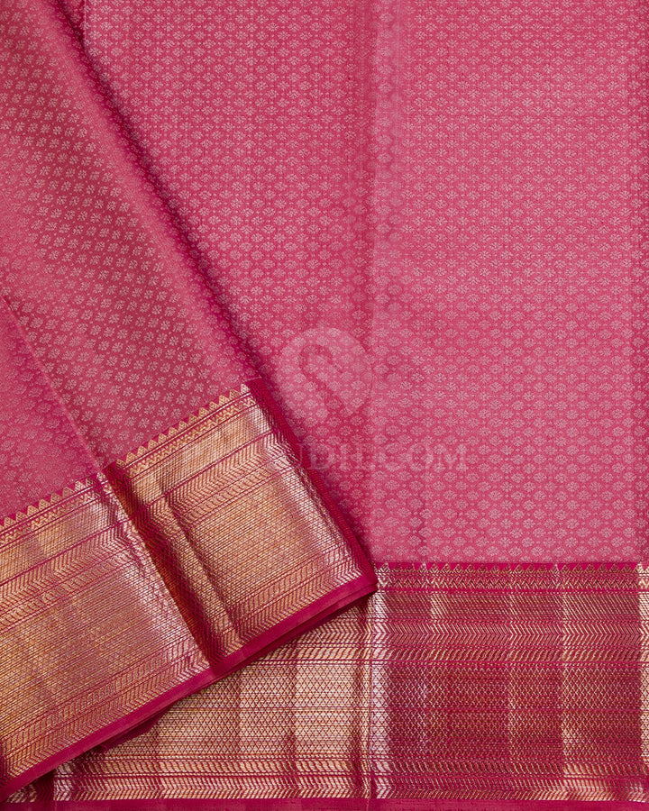 Magenta Pink and Salmon Pink Kanjivaram Silk Saree - D482