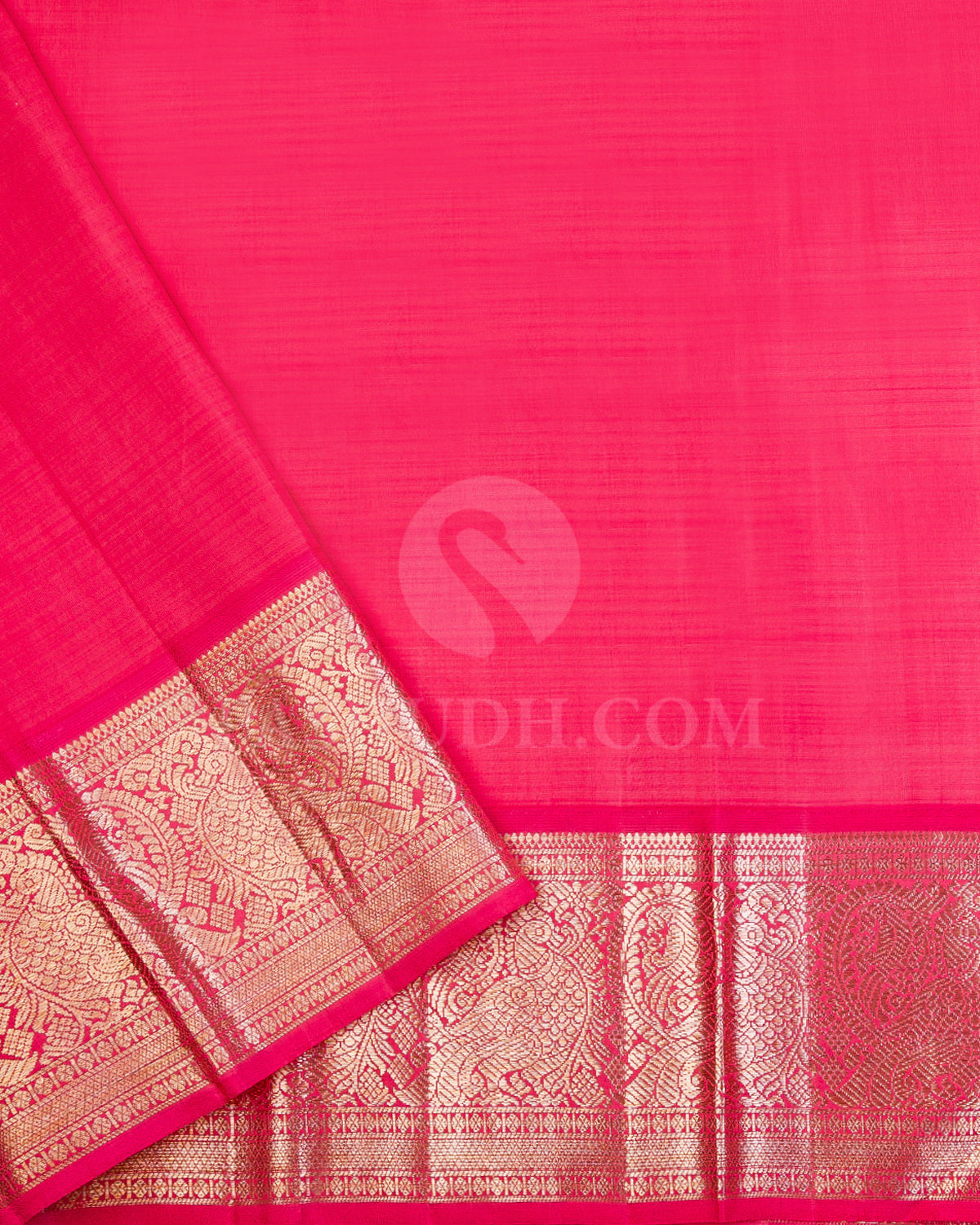 Granola Yellow, Green and  Rouge Pink Kanjivaram Silk Saree - S957