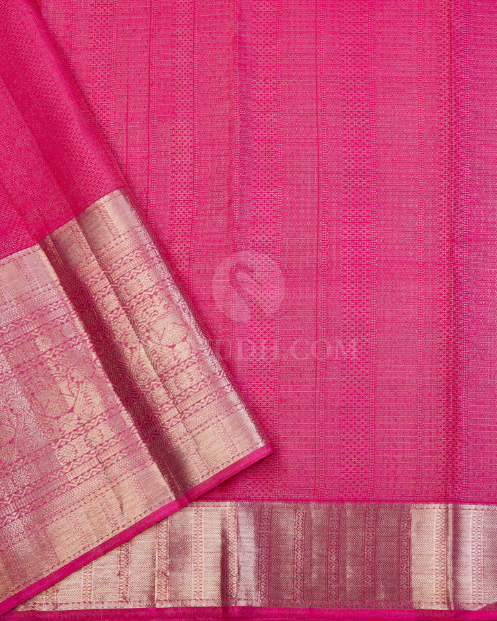 Mango Yellow and Pink Kanjivaram Silk Saree - DT238