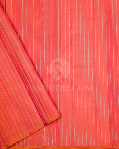 Lavender and Rust Orange Kanjivaram Silk Saree - S926