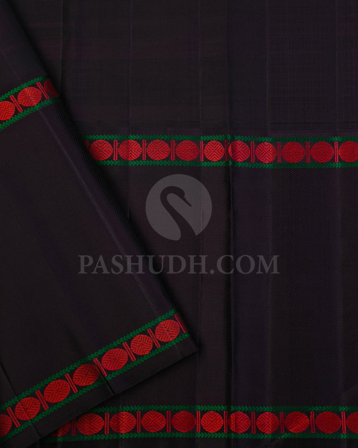 Cream, Mild Green and Navy Blue Kanjivaram Silk Saree - S950