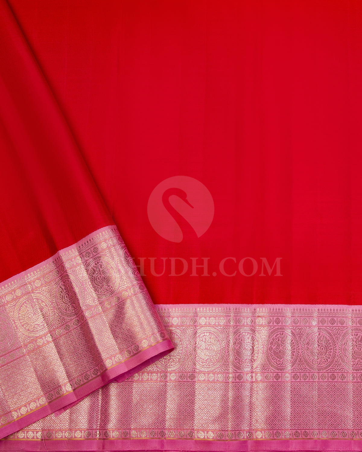 Baby Pink and Red Kanjivaram Silk Saree - S932