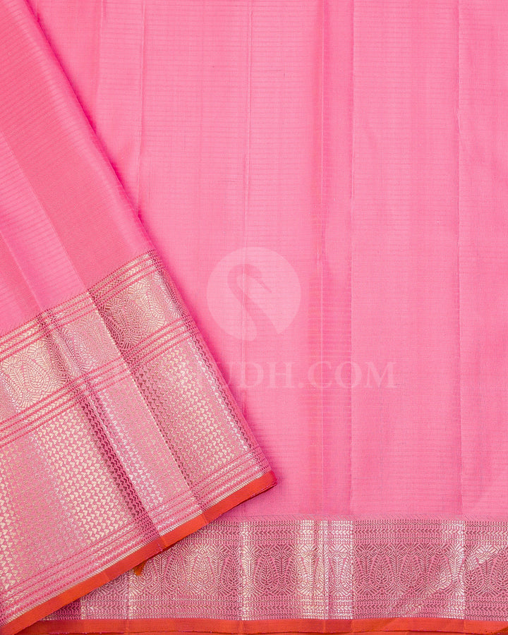 Red and Baby Pink Kanjivaram Silk Saree - S946