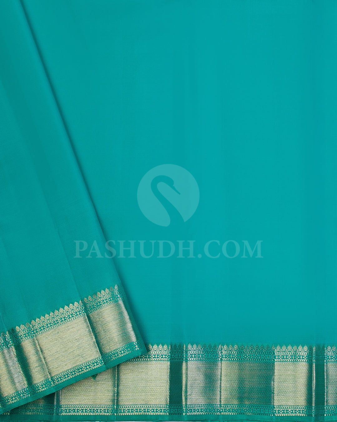 Turquoise Green Kanjivaram Silk Saree with Shimmer - S923