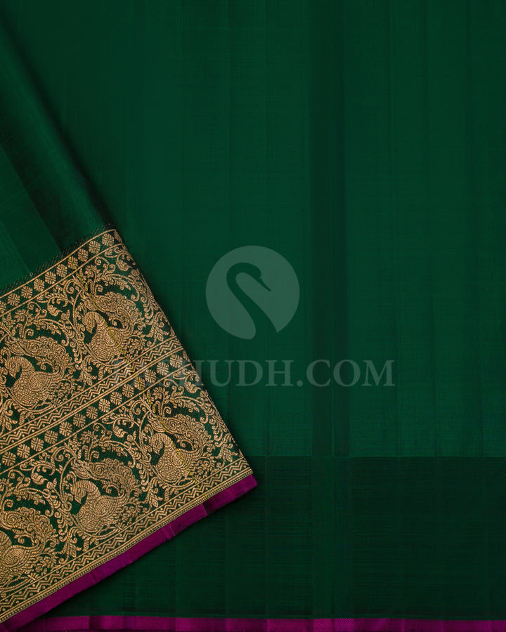 Red and Deep Green Kanjivaram Silk Saree - S933