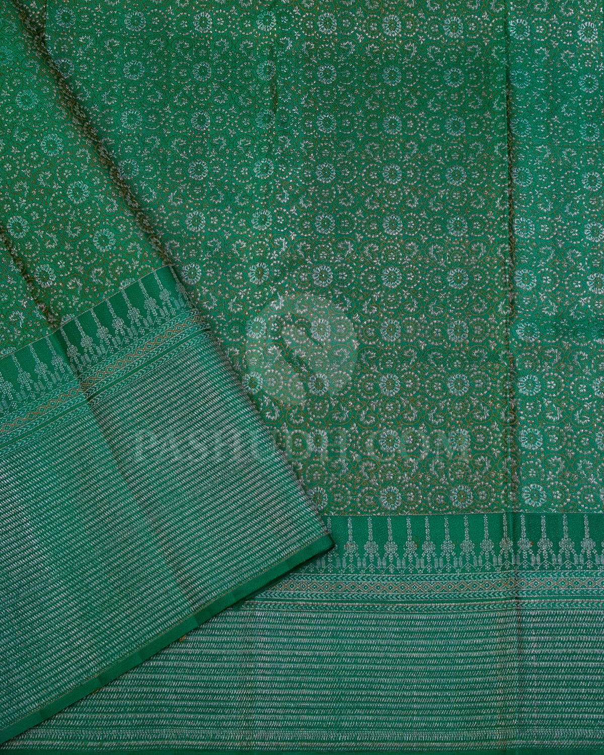 Olive Green and Persian Green Kanjivaram Silk Saree - DT228